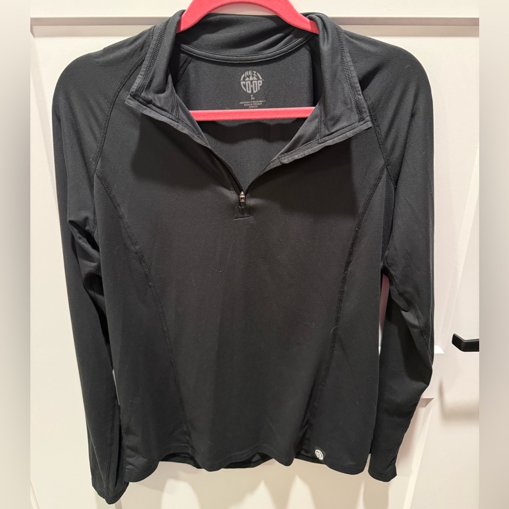 REI Co-op Black Quarter Zip Pullover Size L Athletic Performance Top